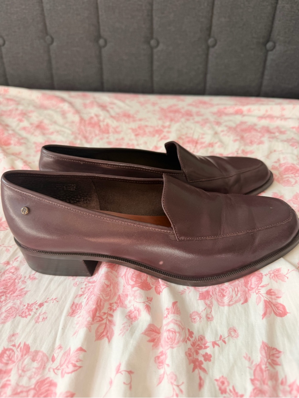Etienne Aigner Wine Leather Slip-On Loafers